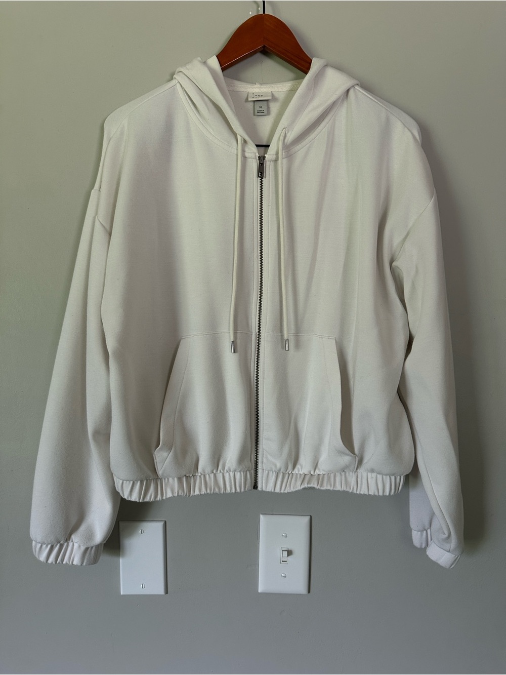 a new day White Hooded Zip Modal hoodie Size M